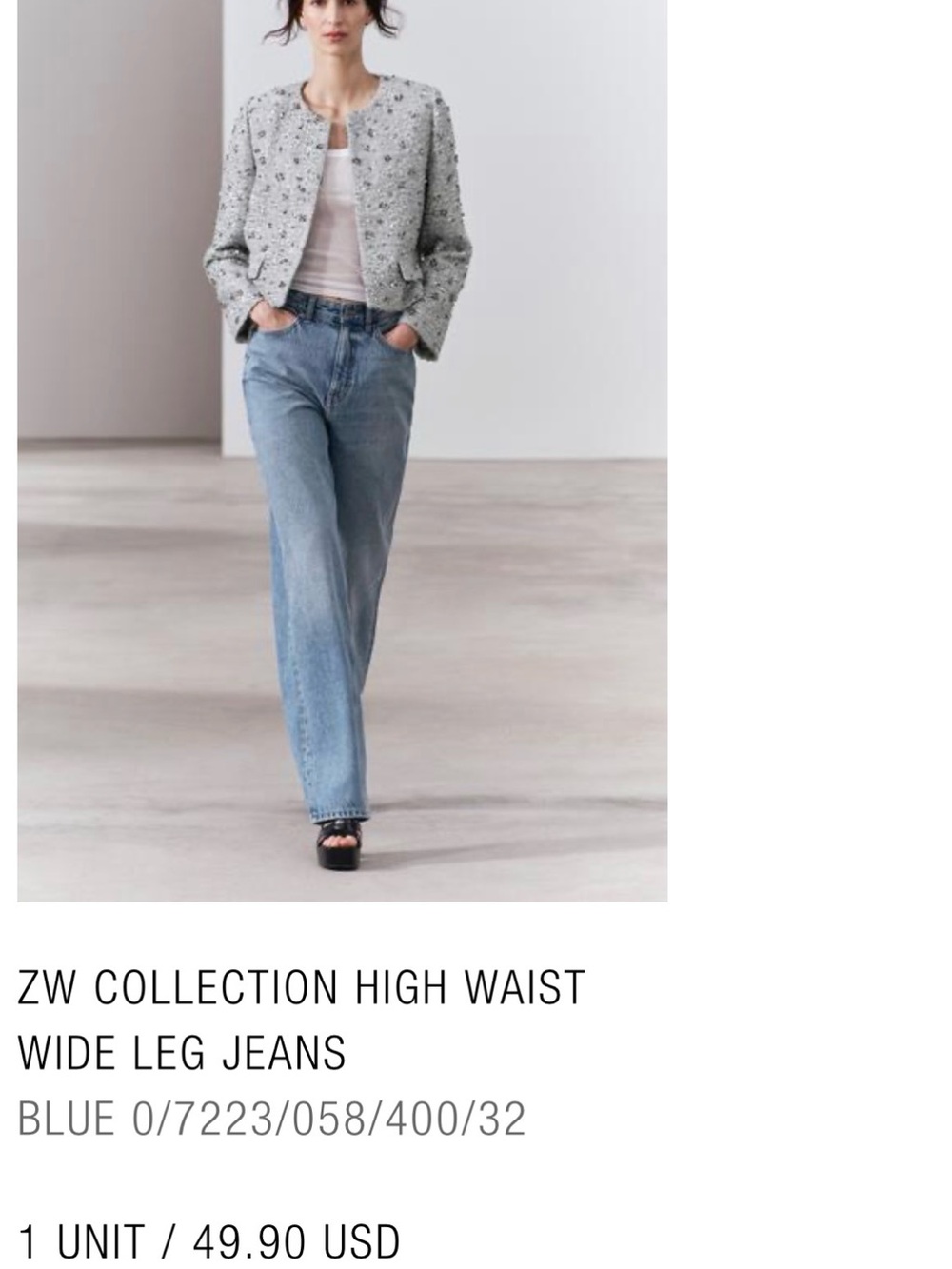 Zara Light Blue High Waist Wide Leg Jeans